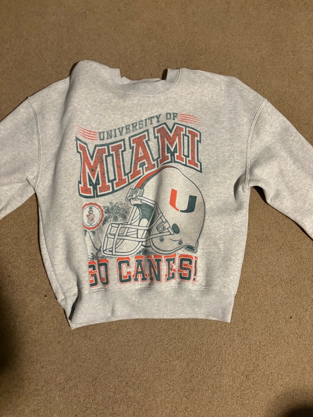 Hollister Light Gray Colle FootballCrewneck Sweatshirt